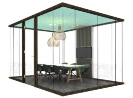 WoodCube Intermontage Kantoorunit Vergaderruimte Kubus Glaswanden